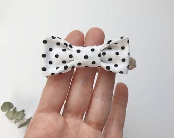 Loop on headband - baby girl and boy fabric - black and white dots