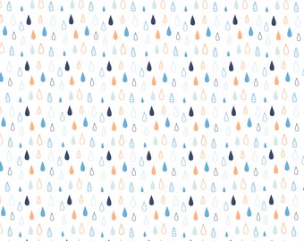 Ämne ORGANIC cotton JERSEY UK designed Euro knit fabric Raindrops print