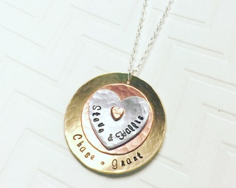 Name Necklace - Mother Necklace - Grandma Necklace - Family Necklace - Hand Stamped Necklace - Personalized Necklace - Christmas Gift