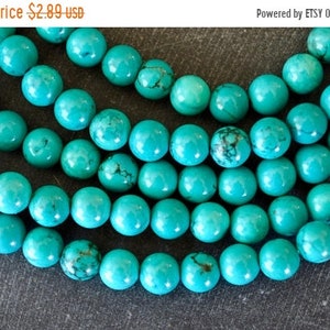 25% off SALE 6mm Natural Turquoise Gemstone Beads Round Sinking Turquoise Stone Beads (14 Beads) Stone, Gemstone Natural Turquoise Stone