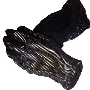 Vintage 50s Black Mesh Gloves black gloves designer gloves accessories