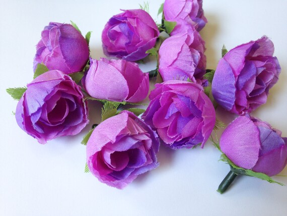 Set of 10 Mini Roses in TWO ToNE Purple MINIATURE