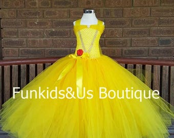 Belle Dress Boutique Inspired Tutu - Princess Bell dress - Yellow Tutu Dress - birthday party costume , pageant