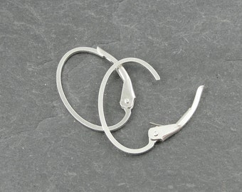 Sterling Silver Leverback Earring Findings - Oval Interchangeable Sterling Lever Back Ear Wire Hooks