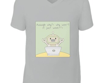 Angry Robot V Neck T-Shirt