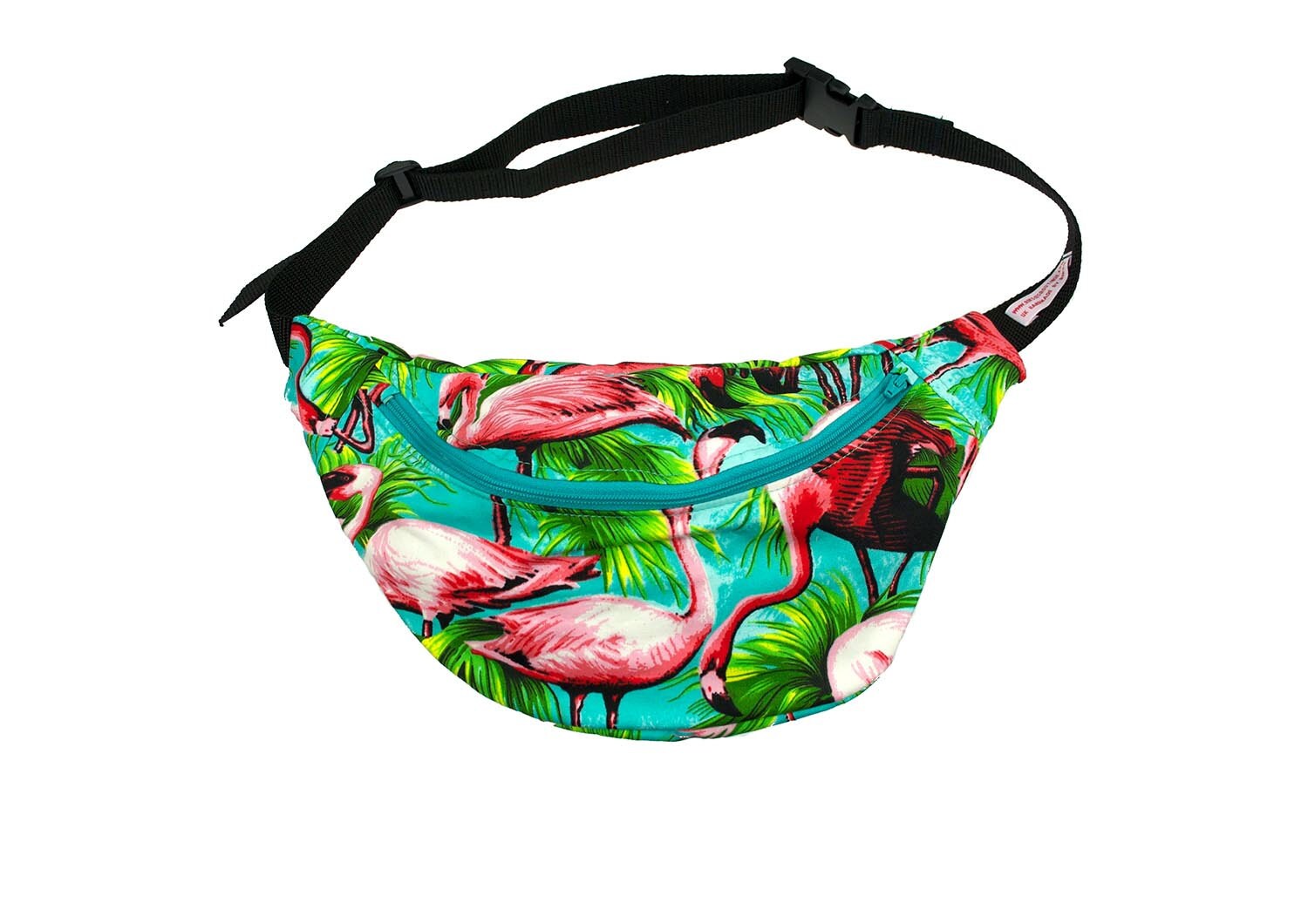 FLAMINGO 100 cotton bumbag fanny pack turquoise ykk zipper