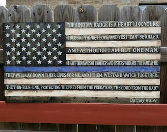 Thin Blue Line flag w/End of Watch quote