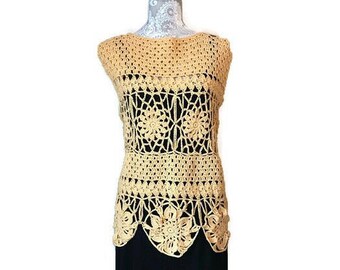 Handmade Crochet Top in a Creamy Yellow