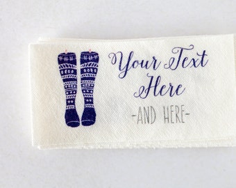 Knitting Labels for Handmade Items - Fabric Cloth Labels (Custom Tags for Knitters)