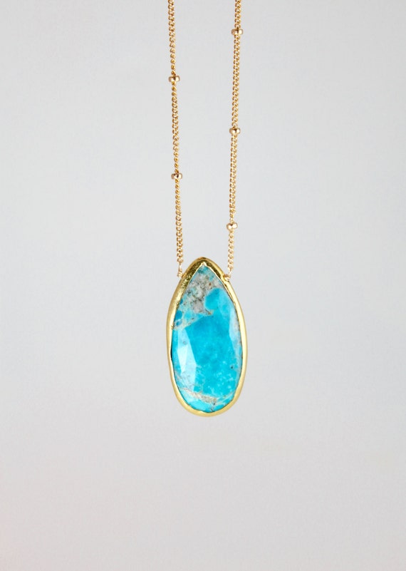 Turquoise Saturn Gold Chain Necklace