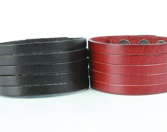 Sliced Genuine Leather Cuff, 3.5 cm wide with 5 strands (b069)
