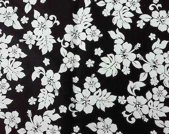 Black and White on Red Hawaiian Print Yardage Available