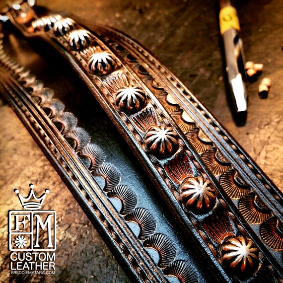 Leather Wrist Cuff Black distressed Traditional American Cowboy techniques ROCKSTAR Bracelet made for YOU in USA by Freddie Matara