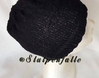 Knit Beanie Black, 100% merino wool
