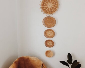 Vintage wall basket set, boho wall basket collage, blonde basket set,wicker basket set, Vintage wicker wall basket set,boheme wall art