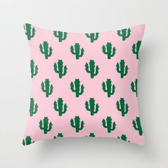 Green & Pink Cactus Pattern Pillow | Throw Pillow | Pillow Case | Pillow Cover | Office Decor | Home Decor | Statement Pillow
