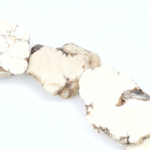 WHITE HOWLITE Slab Shape Gemstone Beads, magnesite, about 1" to 1-1/2", full strand, about 12-13 beads, how0398