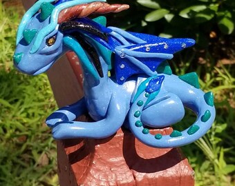 Blue Polymer Clay Dragon #16