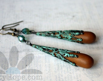 Teardrop Clay and Filigree Earrings