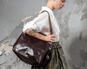 brown leather purse - brown leather tote bag - brown tote bag - brown tote purse - brown leather bag - brown leather shoulder bag - CLS2L