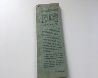 Vintage Dutch booklet foodstamps 1916