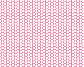 SALE ! Honeycomb Dot from Riley Blake Designs > C680-70 HOTPINK < White Honeycomb Dot On Pink < Fabric by the Yard