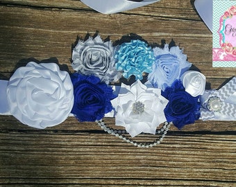 Baby blue maternity sash - maternity sash - blue maternity sash - boy maternity belt - blue maternity belt - blue