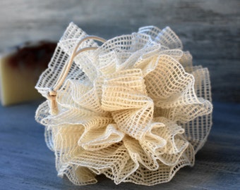 Natural Ramie Cotton Shower Puff, Bath Puff, Scrub, Ramie Cotton Bath Sponge, Made with Natural Ramie Cotton Fiber