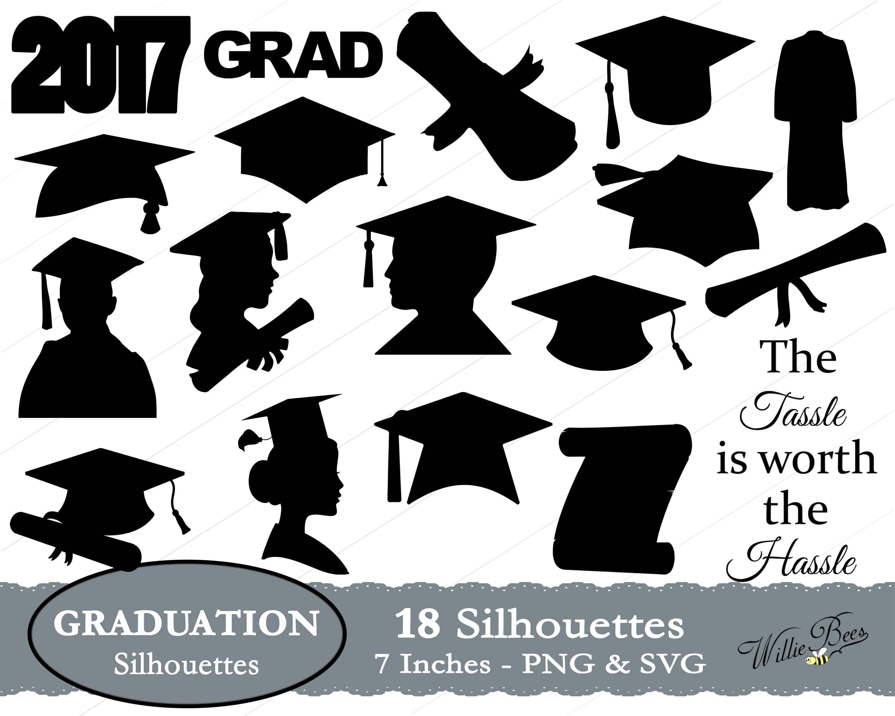 Download Graduation Silhouette Clip Art 7 inches PNG & SVG files