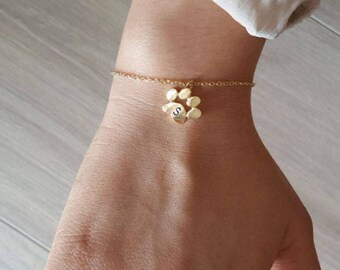 Delicate Paw Bracelets,Delicate dog Bracelet, Initial coin bracelet,Thin Gold Chain, Layering Bracelet ,Bridesmaid Gift
