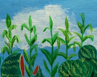 Georgia Garden - Set of 3 ACEO Original Paintings - Collectible Miniature