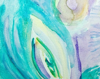 Moon Language original watercolor painting framed and ready to hang by Amy Drago
