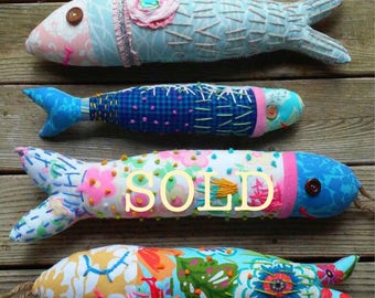Funky Fish Pillow Choose One Ready to Ship YelliKelli