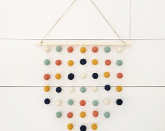 Wildwood Wall Hanging - Sunkissed Sedona - Felt Ball Garland - Hanging Wall Decor - Nursery Decor - Scandinavian Boho Nursery Decor