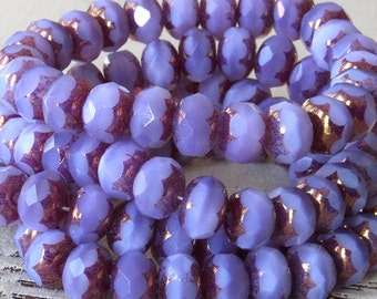 9x6mm Firepolished Rondelle Beads - Czech Glass Beads - Jewelry Making Supply - Alexandrite Opaline Bronze - (10 or 25 bead strand)