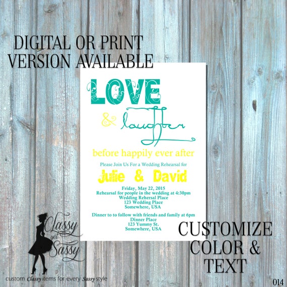 Love and Laughter Before Happily Ever After Invitation, Rehearsal Dinner Invitation, Couples Shower Invitation 014
