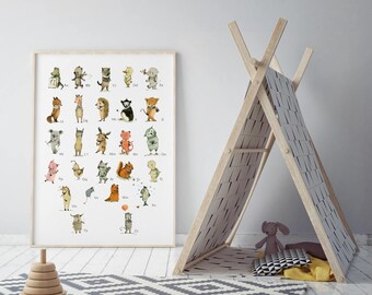 Alphabet - PRINT - Nursery art - Nursery decor - Kids room decor - Children's art - Children's wall art - kids wall art