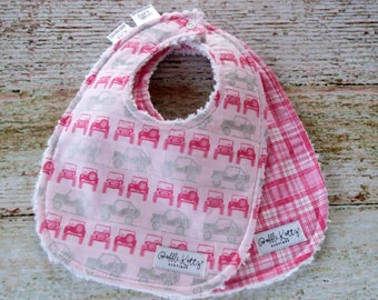 Baby Bibs - Baby Girl Bibs - Pink Baby Girl Bibs - Off Roading Girl Bibs - Pink Plaid Bibs - Pink Jeep Bibs - Baby Shower Gift