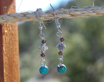 Turquoise & Copper Dangle Earrings