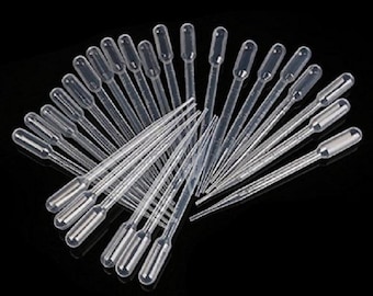 Plastic Droppers 50 Qty, Disposable Pipettes 3 ml, For Measuring & Transferring Oils, Liquid Measuring Dispenser