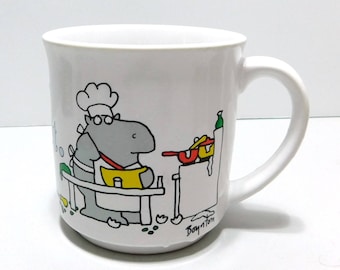 Sandra Boynton Coffee Mug Cup Never Say Diet Hippo Cooking 10-12 oz Ceramic Recycled Paper Products
