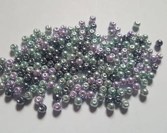 Silver grey pearl mix, Glass pearl mix, Glass pearl beads, Bead mix, Bead soup, Glass pearls, Glass beads, Pearl beads, Jewellery making