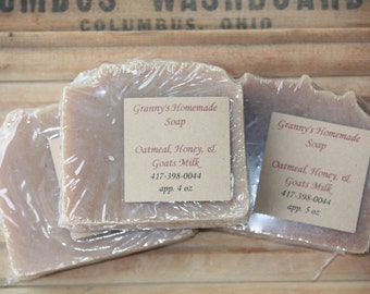 Oatmeal, Honey and Goats Milk Homemade Soap, Handmade, Cold Process Soap