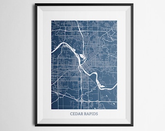 Map of Cedar Rapids, Iowa Abstract Street Map Print