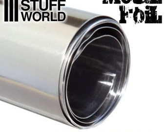 Flexible Metal Foil - Tin or Pewter foil - 10x45cm - embossment foil - diorama foil - hobby