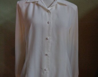 Vintage Christie and Jill Long Sleeved Cream Blouse Bust 41" Waist 36"