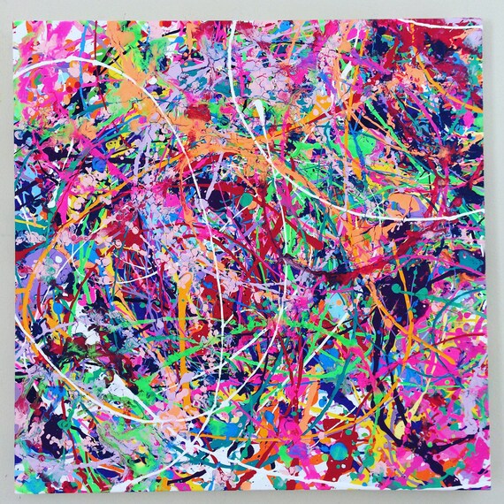 Neon bunte Kunst abstrakte Malerei Splatter rosa Kunst