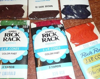 J&P Coats Jumbo Rick Rack Packages Brown,Green, Orange, Red All New You Choose The Color