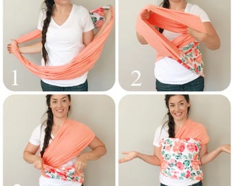 Baby Wrap Carrier, stretchy Baby Carrier, Infant Carrier, Newborn Wrap, Baby Sling, Babywearing, Infinity Scarf, Nursing Cover, 3 in 1