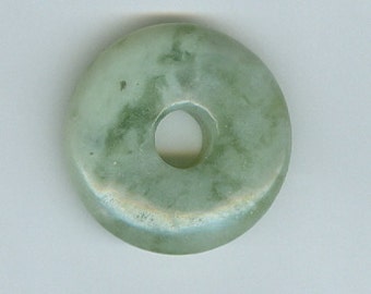 32mm Light Green White Agate Gemstone PI Donut Pendant Doughnut 1202